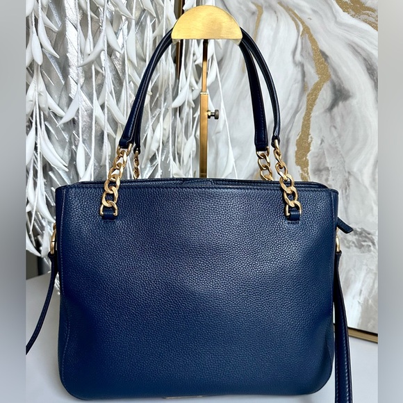 EUC TORY BURCH RARE MASON TRIPLE-COMPARTMENT SATCHEL with COA - Picture 8 of 15